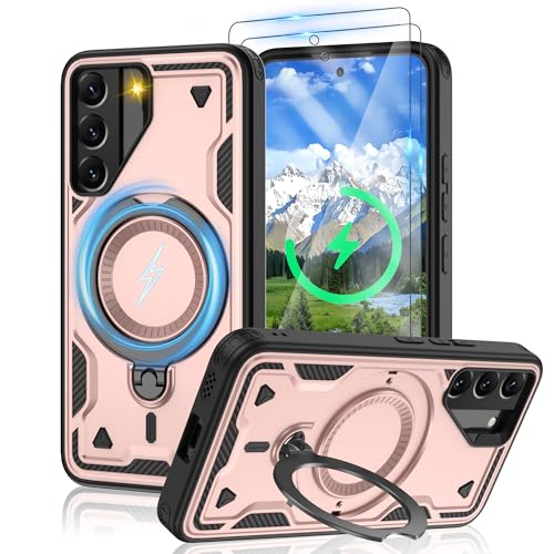 Jshru Magnetische Handyhülle für Samsung Galaxy S22 Hülle Kompatibel mit MagSafe,2Stk HD-Schutzfolie,Eingebauter Ständer Case Stoßfeste Schutzhülle für Samsung Galaxy S22,Roségold Jshru Magnetische Handyhülle für Samsung Galaxy S22 Hülle Kompatibel mit MagSafe,2Stk HD-Schutzfolie,Eingebauter Ständer Case Stoßfeste Schutzhülle für Samsung Galaxy S22,Roségold von Jshru