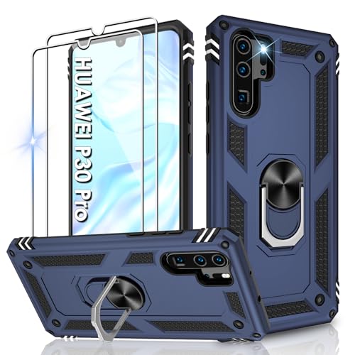 Jshru Handyhülle für Huawei P30 Pro Hülle Militärische Stoßsichere Schutzhülle mit Displayschutzfolie,360° Metall Ring Ständer TPU Bumper Aufprallschutz Case für Huawei P30 Pro,Blue Jshru Handyhülle für Huawei P30 Pro Hülle Militärische Stoßsichere Schutzhülle mit Displayschutzfolie,360° Metall Ring Ständer TPU Bumper Aufprallschutz Case für Huawei P30 Pro,Blue von Jshru