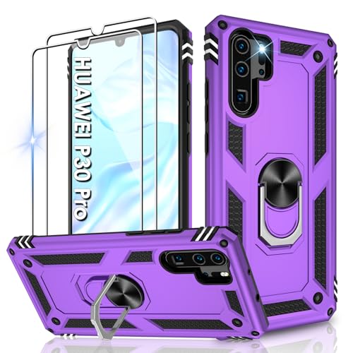 Jshru Handyhülle für Huawei P30 Pro Hülle Militärische Stoßsichere Schutzhülle mit Displayschutzfolie,360° Metall Ring Ständer TPU Bumper Aufprallschutz Case für Huawei P30 Pro,Lila Jshru Handyhülle für Huawei P30 Pro Hülle Militärische Stoßsichere Schutzhülle mit Displayschutzfolie,360° Metall Ring Ständer TPU Bumper Aufprallschutz Case für Huawei P30 Pro,Lila von Jshru