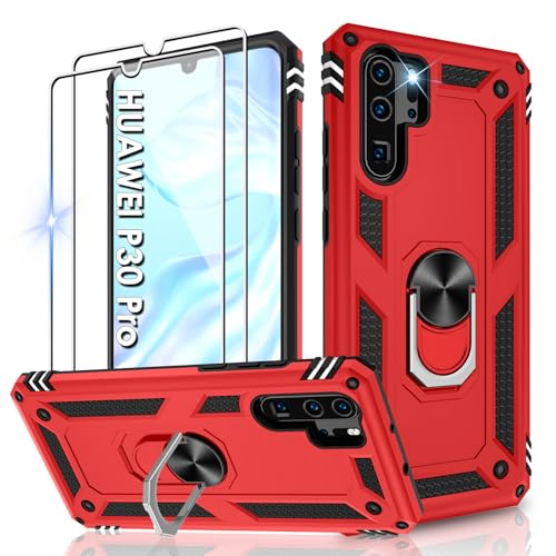 Jshru Handyhülle für Huawei P30 Pro Hülle Militärische Stoßsichere Schutzhülle mit Displayschutzfolie,360° Metall Ring Ständer TPU Bumper Aufprallschutz Case für Huawei P30 Pro,Rot Jshru Handyhülle für Huawei P30 Pro Hülle Militärische Stoßsichere Schutzhülle mit Displayschutzfolie,360° Metall Ring Ständer TPU Bumper Aufprallschutz Case für Huawei P30 Pro,Rot von Jshru
