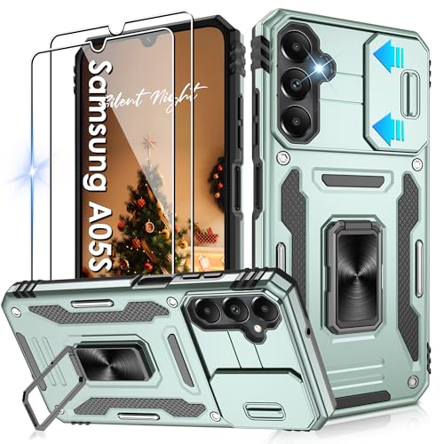 Jshru Handyhülle für Samsung Galaxy A05S Hülle Kameraschutz Slide Camera mit 2 Stück Schutzfolie, 360° Metall Ring Ständer Case Stoßfest Schutzhülle für Samsung Galaxy A05S,Alpengrün Jshru Handyhülle für Samsung Galaxy A05S Hülle Kameraschutz Slide Camera mit 2 Stück Schutzfolie, 360° Metall Ring Ständer Case Stoßfest Schutzhülle für Samsung Galaxy A05S,Alpengrün von Jshru