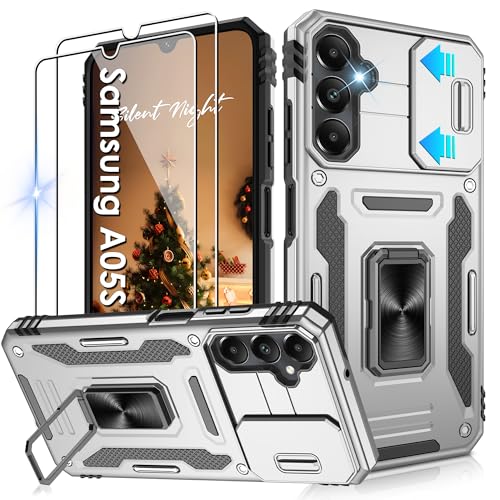 Jshru Handyhülle für Samsung Galaxy A05S Hülle Kameraschutz Slide Camera mit 2 Stück Schutzfolie, 360° Metall Ring Ständer Case Stoßfest Schutzhülle für Samsung Galaxy A05S,Grau Jshru Handyhülle für Samsung Galaxy A05S Hülle Kameraschutz Slide Camera mit 2 Stück Schutzfolie, 360° Metall Ring Ständer Case Stoßfest Schutzhülle für Samsung Galaxy A05S,Grau von Jshru