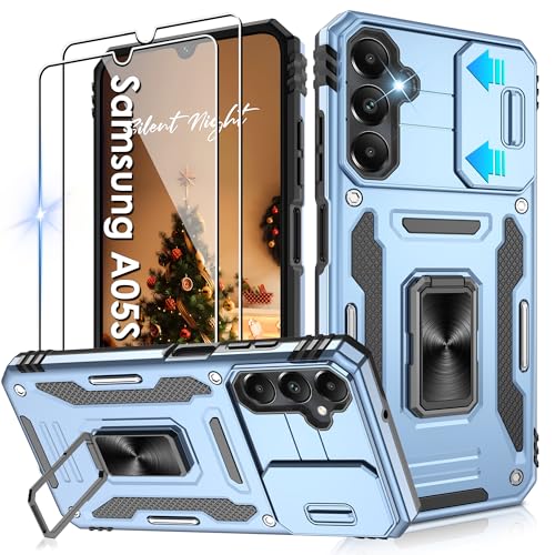Jshru Handyhülle für Samsung Galaxy A05S Hülle Kameraschutz Slide Camera mit 2 Stück Schutzfolie, 360° Metall Ring Ständer Case Stoßfest Schutzhülle für Samsung Galaxy A05S,Hellblau Jshru Handyhülle für Samsung Galaxy A05S Hülle Kameraschutz Slide Camera mit 2 Stück Schutzfolie, 360° Metall Ring Ständer Case Stoßfest Schutzhülle für Samsung Galaxy A05S,Hellblau von Jshru