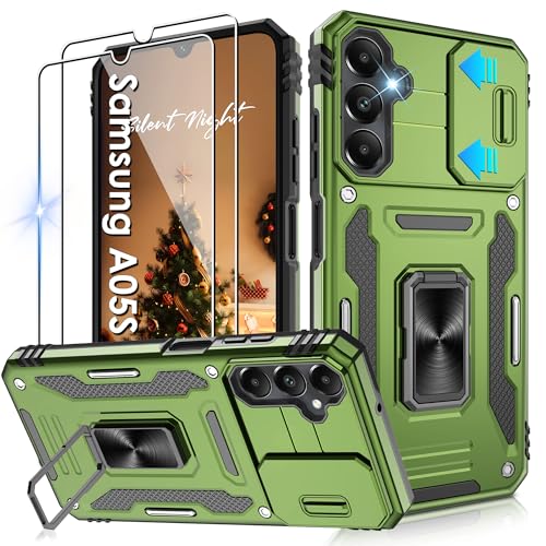 Jshru Handyhülle für Samsung Galaxy A05S Hülle Kameraschutz Slide Camera mit 2 Stück Schutzfolie, 360° Metall Ring Ständer Case Stoßfest Schutzhülle für Samsung Galaxy A05S,Olive Grün Jshru Handyhülle für Samsung Galaxy A05S Hülle Kameraschutz Slide Camera mit 2 Stück Schutzfolie, 360° Metall Ring Ständer Case Stoßfest Schutzhülle für Samsung Galaxy A05S,Olive Grün von Jshru
