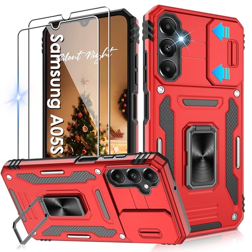 Jshru Handyhülle für Samsung Galaxy A05S Hülle Kameraschutz Slide Camera mit 2 Stück Schutzfolie, 360° Metall Ring Ständer Case Stoßfest Schutzhülle für Samsung Galaxy A05S,Rot Jshru Handyhülle für Samsung Galaxy A05S Hülle Kameraschutz Slide Camera mit 2 Stück Schutzfolie, 360° Metall Ring Ständer Case Stoßfest Schutzhülle für Samsung Galaxy A05S,Rot von Jshru