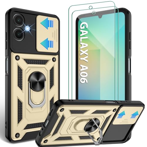 Jshru Handyhülle für Samsung Galaxy A06 Hülle Militärstandard Fallschutz Schutzhülle mit 2stk HD Schutzfolien Stoßfestes Case 360° Metallständer Kompatibel mit Galaxy A06 4G,Gold Jshru Handyhülle für Samsung Galaxy A06 Hülle Militärstandard Fallschutz Schutzhülle mit 2stk HD Schutzfolien Stoßfestes Case 360° Metallständer Kompatibel mit Galaxy A06 4G,Gold von Jshru
