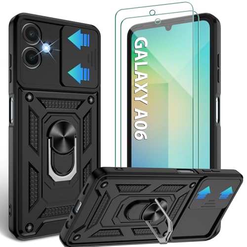 Jshru Handyhülle für Samsung Galaxy A06 Hülle Militärstandard Fallschutz Schutzhülle mit 2stk HD Schutzfolien Stoßfestes Case 360° Metallständer Kompatibel mit Galaxy A06 4G,Schwarz Jshru Handyhülle für Samsung Galaxy A06 Hülle Militärstandard Fallschutz Schutzhülle mit 2stk HD Schutzfolien Stoßfestes Case 360° Metallständer Kompatibel mit Galaxy A06 4G,Schwarz von Jshru