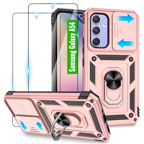 Jshru Handyhülle für Samsung Galaxy A54 5G Hülle mit 2 Schutzfolie,Kamera Schutz Schiebeabdeckung+360° Metall Ring Ständer,Militär Standard Handy Hüllen für Samsung A54 5G Hülle-Roségold Jshru Handyhülle für Samsung Galaxy A54 5G Hülle mit 2 Schutzfolie,Kamera Schutz Schiebeabdeckung+360° Metall Ring Ständer,Militär Standard Handy Hüllen für Samsung A54 5G Hülle-Roségold von Jshru
