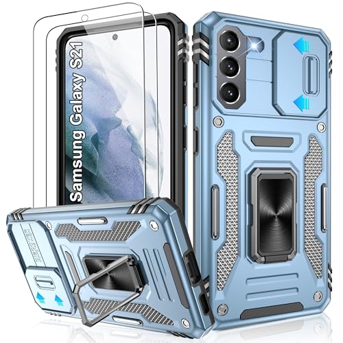 Jshru Handyhülle für Samsung Galaxy S21 5G Hülle Kameraschutz Slide Camera mit 2 Stück Schutzfolie, 360° Metall Ring Ständer Case, Stoßfest Schutzhülle für Samsung Galaxy S21 5G,Hellblau Jshru Handyhülle für Samsung Galaxy S21 5G Hülle Kameraschutz Slide Camera mit 2 Stück Schutzfolie, 360° Metall Ring Ständer Case, Stoßfest Schutzhülle für Samsung Galaxy S21 5G,Hellblau von Jshru