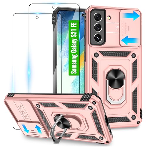Jshru Handyhülle für Samsung Galaxy S21 FE Hülle mit 2 Schutzfolie,Kameraschutz Handyhülle für S21 FE mit 360° Drehbarer Metall Ring Ständer,Sturzschutz Handy Hülle für Samsung S21 FE,Roségold Jshru Handyhülle für Samsung Galaxy S21 FE Hülle mit 2 Schutzfolie,Kameraschutz Handyhülle für S21 FE mit 360° Drehbarer Metall Ring Ständer,Sturzschutz Handy Hülle für Samsung S21 FE,Roségold von Jshru