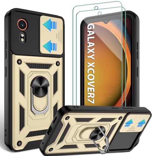 Jshru Handyhülle für Samsung Galaxy XCover 7 Hülle mit 2 Stück Schutzfolie Militärisch Stoßfest Schutzhülle Kameraschutz Schutz,360° Ring Ständer Kratzfest Case für Galaxy XCover7,Gold Jshru Handyhülle für Samsung Galaxy XCover 7 Hülle mit 2 Stück Schutzfolie Militärisch Stoßfest Schutzhülle Kameraschutz Schutz,360° Ring Ständer Kratzfest Case für Galaxy XCover7,Gold von Jshru