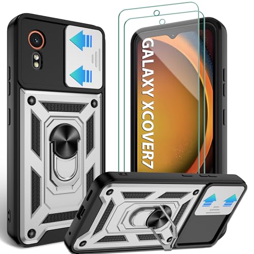 Jshru Handyhülle für Samsung Galaxy XCover 7 Hülle mit 2 Stück Schutzfolie Militärisch Stoßfest Schutzhülle Kameraschutz Schutz,360° Ring Ständer Kratzfest Case für Galaxy XCover7,Silbrig Jshru Handyhülle für Samsung Galaxy XCover 7 Hülle mit 2 Stück Schutzfolie Militärisch Stoßfest Schutzhülle Kameraschutz Schutz,360° Ring Ständer Kratzfest Case für Galaxy XCover7,Silbrig von Jshru