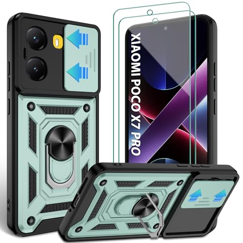 Jshru Handyhülle für Xiaomi Poco X7 Pro Hülle mit 2 Stück Schutzfolie Militärisch Stoßfest Schutzhülle Kameraschutz Schutz, 360° Ring Ständer Kratzfest Case für Xiaomi Poco X7 Pro,Grün Jshru Handyhülle für Xiaomi Poco X7 Pro Hülle mit 2 Stück Schutzfolie Militärisch Stoßfest Schutzhülle Kameraschutz Schutz, 360° Ring Ständer Kratzfest Case für Xiaomi Poco X7 Pro,Grün von Jshru