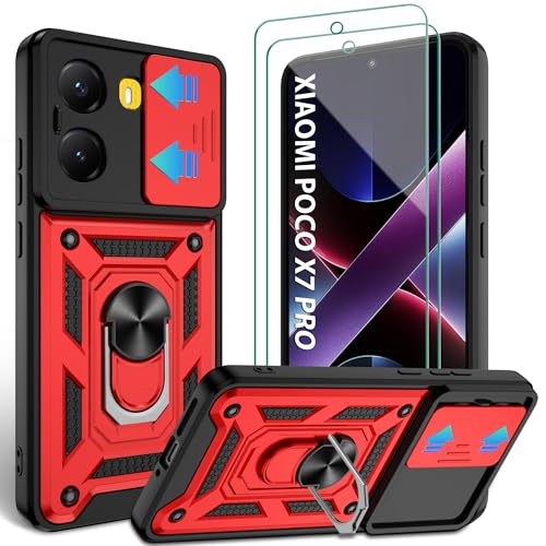 Jshru Handyhülle für Xiaomi Poco X7 Pro Hülle mit 2 Stück Schutzfolie Militärisch Stoßfest Schutzhülle Kameraschutz Schutz, 360° Ring Ständer Kratzfest Case für Xiaomi Poco X7 Pro,Rot Jshru Handyhülle für Xiaomi Poco X7 Pro Hülle mit 2 Stück Schutzfolie Militärisch Stoßfest Schutzhülle Kameraschutz Schutz, 360° Ring Ständer Kratzfest Case für Xiaomi Poco X7 Pro,Rot von Jshru