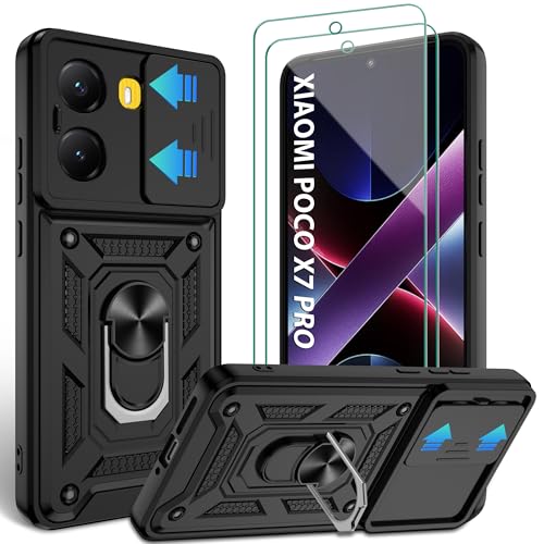 Jshru Handyhülle für Xiaomi Poco X7 Pro Hülle mit 2 Stück Schutzfolie Militärisch Stoßfest Schutzhülle Kameraschutz Schutz, 360° Ring Ständer Kratzfest Case für Xiaomi Poco X7 Pro,Schwarz Jshru Handyhülle für Xiaomi Poco X7 Pro Hülle mit 2 Stück Schutzfolie Militärisch Stoßfest Schutzhülle Kameraschutz Schutz, 360° Ring Ständer Kratzfest Case für Xiaomi Poco X7 Pro,Schwarz von Jshru
