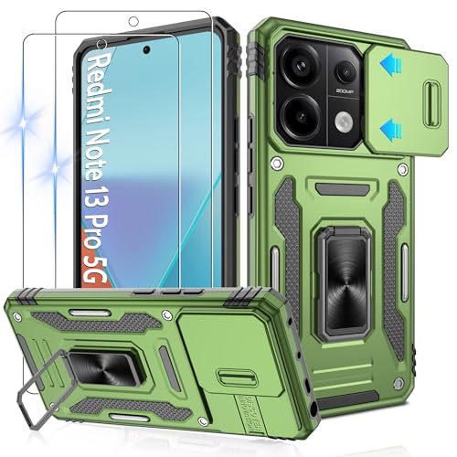 Jshru Handyhülle für Xiaomi Redmi Note 13 Pro 5G /Poco X6 5G Hülle Kameraschutz Slide mit 2 Stück Schutzfolie Stoßfest Schutzhülle,Ring Ständer Case für Redmi Note 13 Pro 5G,Olive Grün Jshru Handyhülle für Xiaomi Redmi Note 13 Pro 5G /Poco X6 5G Hülle Kameraschutz Slide mit 2 Stück Schutzfolie Stoßfest Schutzhülle,Ring Ständer Case für Redmi Note 13 Pro 5G,Olive Grün von Jshru