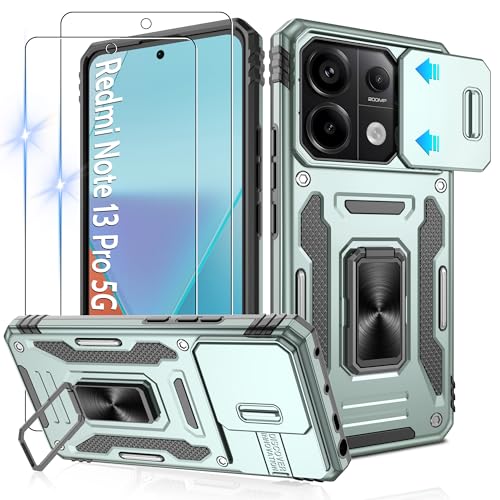 Jshru Handyhülle für Xiaomi Redmi Note 13 Pro 5G /Poco X6 5G Hülle Kameraschutz Slide mit 2 Stück Schutzfolie Stoßfest Schutzhülle,Ring Ständer Case für Redmi Note 13 Pro 5G,Alpengrün Jshru Handyhülle für Xiaomi Redmi Note 13 Pro 5G /Poco X6 5G Hülle Kameraschutz Slide mit 2 Stück Schutzfolie Stoßfest Schutzhülle,Ring Ständer Case für Redmi Note 13 Pro 5G,Alpengrün von Jshru