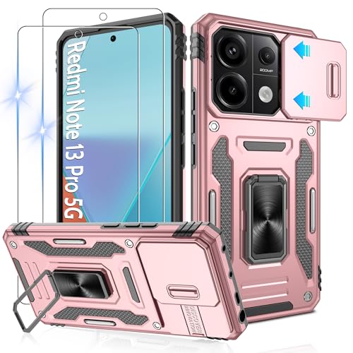 Jshru Handyhülle für Xiaomi Redmi Note 13 Pro 5G /Poco X6 5G Hülle Kameraschutz Slide mit 2 Stück Schutzfolie Stoßfest Schutzhülle,Ring Ständer Case für Redmi Note 13 Pro 5G,Roségold Jshru Handyhülle für Xiaomi Redmi Note 13 Pro 5G /Poco X6 5G Hülle Kameraschutz Slide mit 2 Stück Schutzfolie Stoßfest Schutzhülle,Ring Ständer Case für Redmi Note 13 Pro 5G,Roségold von Jshru
