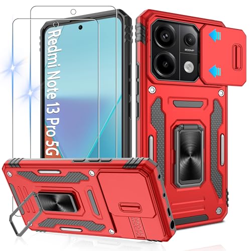 Jshru Handyhülle für Xiaomi Redmi Note 13 Pro 5G /Poco X6 5G Hülle Kameraschutz Slide mit 2 Stück Schutzfolie Stoßfest Schutzhülle,Ring Ständer Case für Redmi Note 13 Pro 5G,Rot Jshru Handyhülle für Xiaomi Redmi Note 13 Pro 5G /Poco X6 5G Hülle Kameraschutz Slide mit 2 Stück Schutzfolie Stoßfest Schutzhülle,Ring Ständer Case für Redmi Note 13 Pro 5G,Rot von Jshru