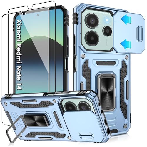 Jshru Handyhülle für Xiaomi Redmi Note 14 4G/5G Hülle Kameraschutz Slide Camera mit 2 Stück Schutzfolie, Metall Ring Ständer Case Absturzsicherung Stoßfest Schutzhülle für Redmi Note 14,Hellblau Jshru Handyhülle für Xiaomi Redmi Note 14 4G/5G Hülle Kameraschutz Slide Camera mit 2 Stück Schutzfolie, Metall Ring Ständer Case Absturzsicherung Stoßfest Schutzhülle für Redmi Note 14,Hellblau von Jshru
