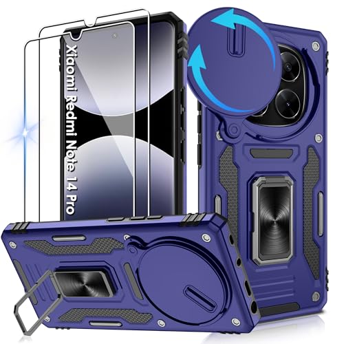 Jshru Handyhülle für Xiaomi Redmi Note 14 Pro 4G/5G Hülle Kameraschutz Slide Camera mit 2 Stück Schutzfolie, Metall Ring Ständer Case Stoßfest Schutzhülle für Xiaomi Note 14 Pro, Blau Jshru Handyhülle für Xiaomi Redmi Note 14 Pro 4G/5G Hülle Kameraschutz Slide Camera mit 2 Stück Schutzfolie, Metall Ring Ständer Case Stoßfest Schutzhülle für Xiaomi Note 14 Pro, Blau von Jshru