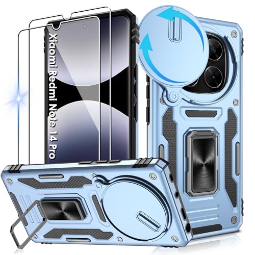 Jshru Handyhülle für Xiaomi Redmi Note 14 Pro 4G/5G Hülle Kameraschutz Slide Camera mit 2 Stück Schutzfolie, Metall Ring Ständer Case Stoßfest Schutzhülle für Xiaomi Note 14 Pro,Hellblau Jshru Handyhülle für Xiaomi Redmi Note 14 Pro 4G/5G Hülle Kameraschutz Slide Camera mit 2 Stück Schutzfolie, Metall Ring Ständer Case Stoßfest Schutzhülle für Xiaomi Note 14 Pro,Hellblau von Jshru
