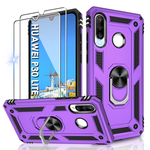 Jshru Hülle für Huawei P30 Lite Handyhülle Militärische Stoßsichere Schutzhülle mit 2 Stück Schutzfolie, mit 360° Metall Ring Ständer doppellagig Case für Huawei P30 Lite,Lila Jshru Hülle für Huawei P30 Lite Handyhülle Militärische Stoßsichere Schutzhülle mit 2 Stück Schutzfolie, mit 360° Metall Ring Ständer doppellagig Case für Huawei P30 Lite,Lila von Jshru
