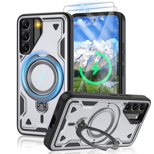 Jshru Magnetische Handyhülle für Samsung Galaxy S22 Hülle Kompatibel mit MagSafe,2Stk HD-Schutzfolie,Eingebauter Ständer Case Stoßfeste Schutzhülle für Samsung Galaxy S22,Grau Jshru Magnetische Handyhülle für Samsung Galaxy S22 Hülle Kompatibel mit MagSafe,2Stk HD-Schutzfolie,Eingebauter Ständer Case Stoßfeste Schutzhülle für Samsung Galaxy S22,Grau von Jshru