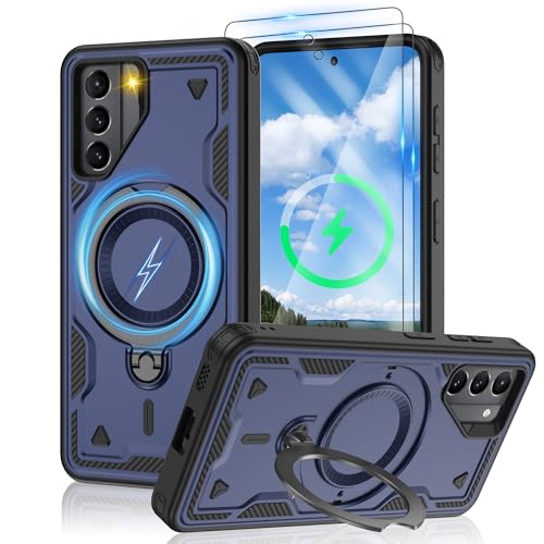 Jshru Samsung Galaxy S21 Hülle Kompatibel mit MagSafe Magnetische Handyhülle 2Stk HD-Schutzfolie,Eingebauter Ständer Case Stoßfeste Schutzhülle für Samsung Galaxy S21,Navy Blau Jshru Samsung Galaxy S21 Hülle Kompatibel mit MagSafe Magnetische Handyhülle 2Stk HD-Schutzfolie,Eingebauter Ständer Case Stoßfeste Schutzhülle für Samsung Galaxy S21,Navy Blau von Jshru
