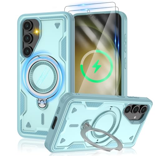 Jshru Samsung Galaxy S23 Hülle Kompatibel mit Magsafe Handyhülle, 2Stk HD-Schutzfolie Magnetische Schutzhülle,360° Drehbare Ringhalter Stoßfeste Case für Samsung Galaxy S23,Baby Blau Jshru Samsung Galaxy S23 Hülle Kompatibel mit Magsafe Handyhülle, 2Stk HD-Schutzfolie Magnetische Schutzhülle,360° Drehbare Ringhalter Stoßfeste Case für Samsung Galaxy S23,Baby Blau von Jshru