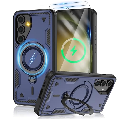 Jshru Samsung Galaxy S23 Hülle Kompatibel mit Magsafe Handyhülle, 2Stk HD-Schutzfolie Magnetische Schutzhülle,360° Drehbare Ringhalter Stoßfeste Case für Samsung Galaxy S23,Navy Blau Jshru Samsung Galaxy S23 Hülle Kompatibel mit Magsafe Handyhülle, 2Stk HD-Schutzfolie Magnetische Schutzhülle,360° Drehbare Ringhalter Stoßfeste Case für Samsung Galaxy S23,Navy Blau von Jshru