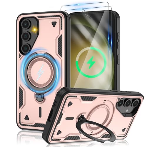 Jshru Samsung Galaxy S23 Hülle Kompatibel mit Magsafe Handyhülle, 2Stk HD-Schutzfolie Magnetische Schutzhülle,360° Drehbare Ringhalter Stoßfeste Case für Samsung Galaxy S23,Roségold Jshru Samsung Galaxy S23 Hülle Kompatibel mit Magsafe Handyhülle, 2Stk HD-Schutzfolie Magnetische Schutzhülle,360° Drehbare Ringhalter Stoßfeste Case für Samsung Galaxy S23,Roségold von Jshru