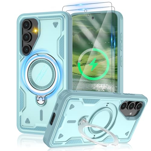 Jshru Samsung Galaxy S24 FE Hülle Kompatibel mit Magsafe Handyhülle, 2Stk HD-Schutzfolie Magnetische Schutzhülle,360° Drehbare Ringhalter Stoßfeste Case für Samsung Galaxy S24 FE,Baby Blau Jshru Samsung Galaxy S24 FE Hülle Kompatibel mit Magsafe Handyhülle, 2Stk HD-Schutzfolie Magnetische Schutzhülle,360° Drehbare Ringhalter Stoßfeste Case für Samsung Galaxy S24 FE,Baby Blau von Jshru
