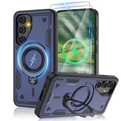 Jshru Samsung Galaxy S24 FE Hülle Kompatibel mit Magsafe Handyhülle, 2Stk HD-Schutzfolie Magnetische Schutzhülle,360° Drehbare Ringhalter Stoßfeste Case für Samsung Galaxy S24 FE,Navy Blau Jshru Samsung Galaxy S24 FE Hülle Kompatibel mit Magsafe Handyhülle, 2Stk HD-Schutzfolie Magnetische Schutzhülle,360° Drehbare Ringhalter Stoßfeste Case für Samsung Galaxy S24 FE,Navy Blau von Jshru