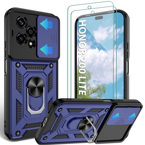Jshru Schutzhülle für Honor 200 Lite, mit Displayschutzfolie, Kameraschutz, integriertem Ringständer, stoßfest, Militärqualität, Blau Jshru Schutzhülle für Honor 200 Lite, mit Displayschutzfolie, Kameraschutz, integriertem Ringständer, stoßfest, Militärqualität, Blau von Jshru