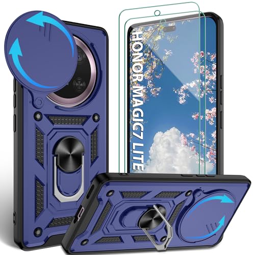 Jshru Schutzhülle für Honor Magic7 Lite, mit Displayschutzfolie, Kameraschutz, integriertem Ringständer, stoßfest, Militärqualität, Blau Jshru Schutzhülle für Honor Magic7 Lite, mit Displayschutzfolie, Kameraschutz, integriertem Ringständer, stoßfest, Militärqualität, Blau von Jshru