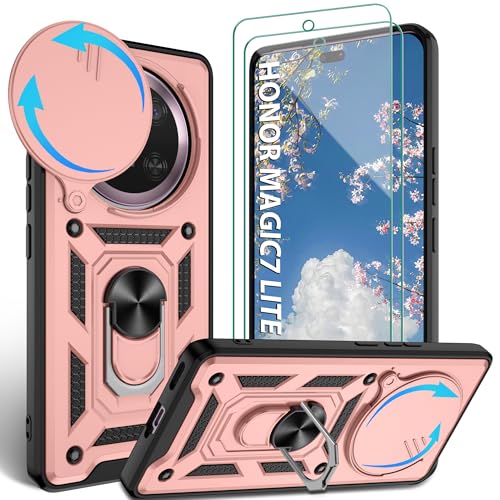 Jshru Schutzhülle für Honor Magic7 Lite, mit Displayschutzfolie, Kameraschutz, integriertem Ringständer, stoßfest, Militärqualität, Roségold Jshru Schutzhülle für Honor Magic7 Lite, mit Displayschutzfolie, Kameraschutz, integriertem Ringständer, stoßfest, Militärqualität, Roségold von Jshru