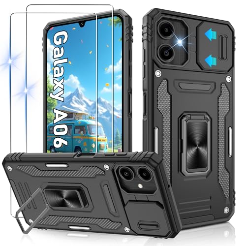 Jshru Schutzhülle für Samsung A06, mit Displayschutzfolie, Kamera-Schutzhülle, Ringständer, stoßfeste Stoßstange, für Samsung Galaxy A06 4G, Schwarz Jshru Schutzhülle für Samsung A06, mit Displayschutzfolie, Kamera-Schutzhülle, Ringständer, stoßfeste Stoßstange, für Samsung Galaxy A06 4G, Schwarz von Jshru