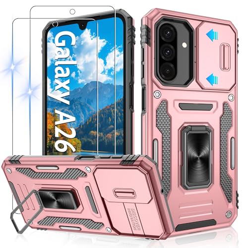 Jshru Schutzhülle für Samsung A26 5G, mit Displayschutzfolie, Kameraschutzhülle, Ringständer, stoßfeste Stoßfängerhülle für Samsung Galaxy A26, Roségold Jshru Schutzhülle für Samsung A26 5G, mit Displayschutzfolie, Kameraschutzhülle, Ringständer, stoßfeste Stoßfängerhülle für Samsung Galaxy A26, Roségold von Jshru
