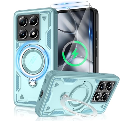 Jshru Xiaomi 14T Pro Hülle Kompatibel mit Magsafe Handyhülle mit 2Stk HD-Schutzfolie Magnetische Schutzhülle,360° Drehbare Ringhalter Stoßfeste Case für Xiaomi 14T Pro,Baby Blau Jshru Xiaomi 14T Pro Hülle Kompatibel mit Magsafe Handyhülle mit 2Stk HD-Schutzfolie Magnetische Schutzhülle,360° Drehbare Ringhalter Stoßfeste Case für Xiaomi 14T Pro,Baby Blau von Jshru