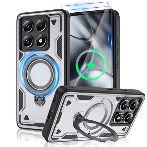 Jshru Xiaomi 14T Pro Hülle Kompatibel mit Magsafe Antivibration Handyhülle mit 2Stk HD-Schutzfolie Magnetische Schutzhülle,360° Drehbare Ringhalter Case für Xiaomi 14T Pro,Grau Jshru Xiaomi 14T Pro Hülle Kompatibel mit Magsafe Antivibration Handyhülle mit 2Stk HD-Schutzfolie Magnetische Schutzhülle,360° Drehbare Ringhalter Case für Xiaomi 14T Pro,Grau von Jshru
