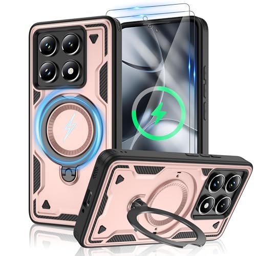 Jshru Xiaomi 14T Pro Hülle Kompatibel mit Magsafe Handyhülle mit 2Stk HD-Schutzfolie Magnetische Schutzhülle,360° Drehbare Ringhalter Stoßfeste Case für Xiaomi 14T Pro,Roségold Jshru Xiaomi 14T Pro Hülle Kompatibel mit Magsafe Handyhülle mit 2Stk HD-Schutzfolie Magnetische Schutzhülle,360° Drehbare Ringhalter Stoßfeste Case für Xiaomi 14T Pro,Roségold von Jshru