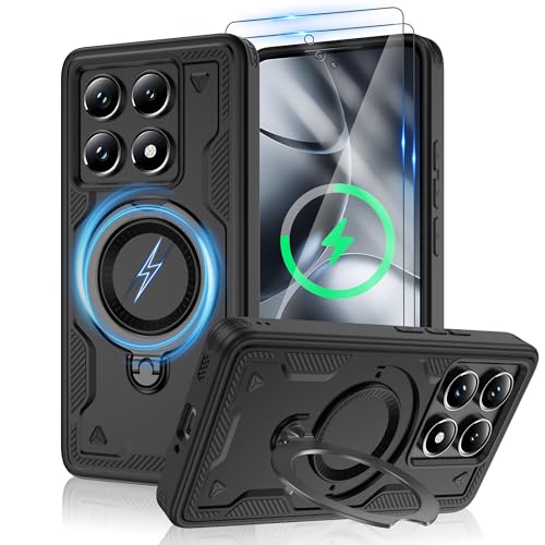 Jshru Xiaomi 14T Pro Hülle Kompatibel mit Magsafe Antivibration Handyhülle mit 2Stk HD-Schutzfolie Magnetische Schutzhülle,360° Drehbare Ringhalter Case für Xiaomi 14T Pro,Schwarz Jshru Xiaomi 14T Pro Hülle Kompatibel mit Magsafe Antivibration Handyhülle mit 2Stk HD-Schutzfolie Magnetische Schutzhülle,360° Drehbare Ringhalter Case für Xiaomi 14T Pro,Schwarz von Jshru