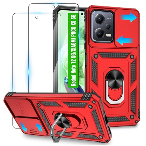 Jshru für Xiaomi Redmi Note 12 5G /Xiaomi Poco X5 5G Hülle Militär Stoßfest Handyhülle mit 2 STK Schutzfolie,360 Grad Ringhalter Ständer +Slide kameraschutz Schutzhülle-Rot Jshru für Xiaomi Redmi Note 12 5G /Xiaomi Poco X5 5G Hülle Militär Stoßfest Handyhülle mit 2 STK Schutzfolie,360 Grad Ringhalter Ständer +Slide kameraschutz Schutzhülle-Rot von Jshru