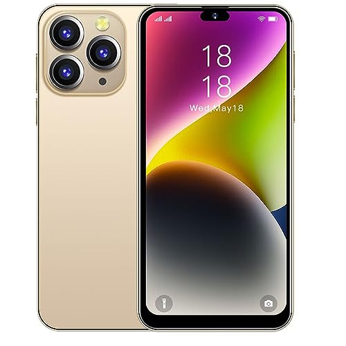 JtQtJ i15Pro Max (2023 New) Smartphones, Android 9.0 OS with 6.3" HD Display, Dual SIM, Dual Cameras, 16GB ROM(Expandable to 128GB),WiFi,GPS,Bluetooth,Face ID Cheap Mobile Phones (i15Pro Max-Golden) von JtQtJ