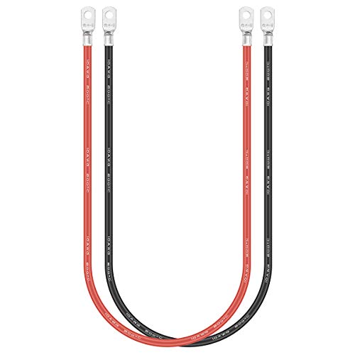 Jtron 10awg electrical wire silikonkabel Kabelstecker für Autobatterieschalter Kabelverkleidung aus reinem Kupfer silikon kabel 5.3mm² core. 1,6 Ft x 2 M5 von Jtron