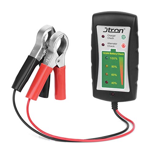 Jtron 12/24V DC Auto Batterietester mit LED-Lichtmaschine Diagnosetester für Autos Motorräder LKWs Batterie überprüfen von Jtron