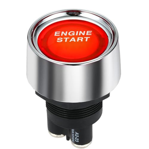 Jtron Dc 12v 50A Push Start Ignition Switch for Racing Sport OFF (ON) momentary switch car start button Rot Light (Rot button) von Jtron