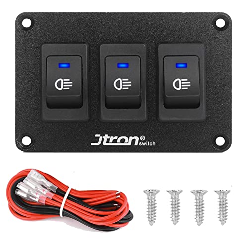 Jtron wippschalter panel 12V 2 polig 2P SPST an-aus Schalter für Nebelscheinwerfer wippschalter 12v beleuchtet kfz für Auto Boot (12V 30A/3-Blau) von Jtron