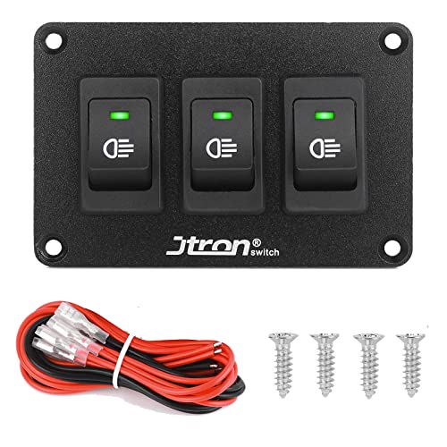 Jtron wippschalter panel 12V 2 polig 2P SPST an-aus grün Schalter für Nebelscheinwerfer wippschalter 12v beleuchtet kfz für Auto Boot (12V 30A/3-Grün) von Jtron